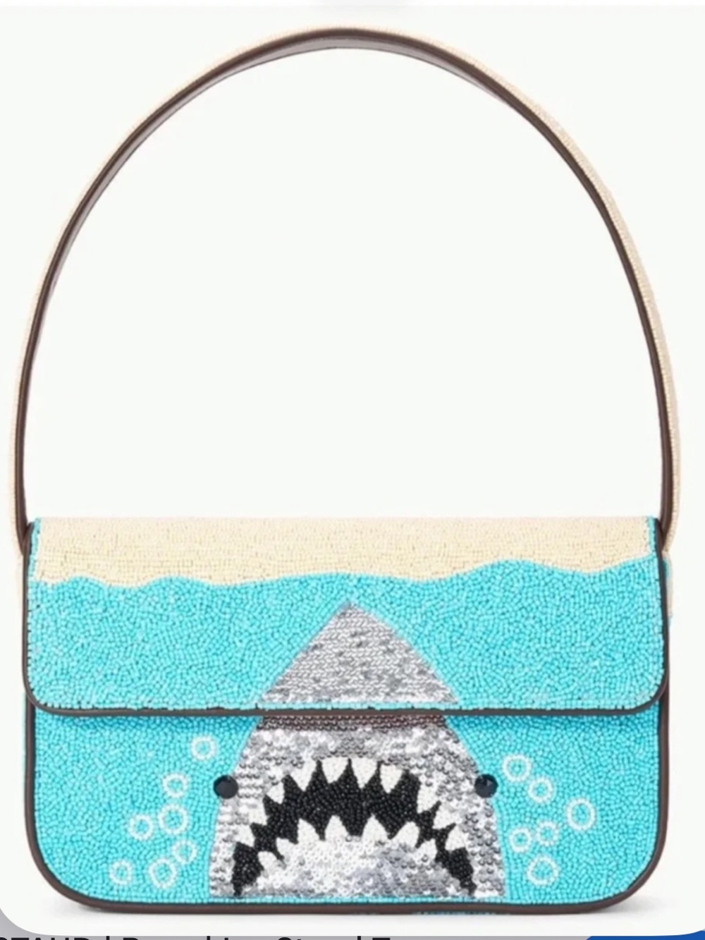 LIKE NEW STAUD Tommy Beaded Bag, Great White Shark